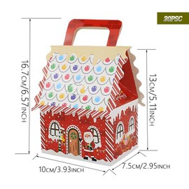 KanDery 20PCS Christmas Paper Gift Boxes, House Shape Christmas Paper Candy Boxes, Xmas Party Favour Boxes, Creative Paper Treat Boxes for Christmas Party Decorations