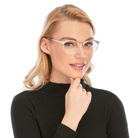 DOOViC Lesebrille Metall Damen 3,0 Blaulichtfilter Durchsichtiger Rund Computerbrille mit Sehstärke