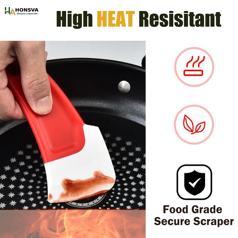 Honsva Silicone Dish Scraper to Kitchen Cleaning for Pans, Pots,