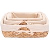 Decorasian Set of 3 Woven Seagrass Bread Baskets with Linen