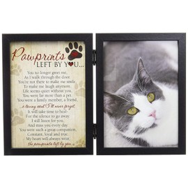 Pawprints Left By You Memorial 5x7 Frame for Cat with Pet Tag