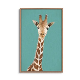 SIGNWIN Framed Canvas Wall Art Baby Giraffe Print Animals Wildlife Canvas Prints Home Artwork Decoration for Living Room,Bedroom - 16x24 inches