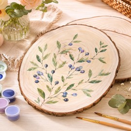 8 Pack 10-12 inches Large Wood Slices for Centerpieces, Rustic Wooden Rounds, Wood Centerpieces for Tables, Natural Paulownia Wooden Slabs for DIY Crafts and Wedding Decor