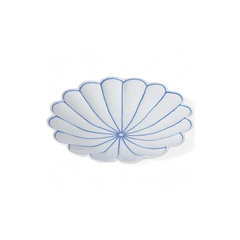 Takumikaze Arita Ware Plate, 6.7 inches (17 cm), Blue Chrysanthemum