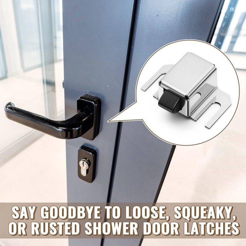 Jetec 2 Pack Shower Door Latch Replacement, Stainless Steel Single