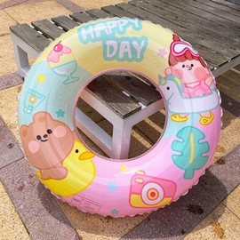 New Cute Inflatable Children's Swimming Ring - Pink & Colorful (LF1568) Girl +60 [2-4 Years Old] 20ea