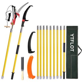 YTFLOT 2-32 Feet Pole Saws For Tree Trimming Manual Pole Saw Tree Trimmers Tree Pruner Extendable Tree Pole Saw Yellow