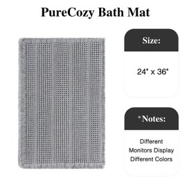 PureCozy Upgraded Waffle Bath Mats for Bathroom, Super Absorbent Non Slip Bathroom Rugs, Indoor Kitchen Washable Door Mat, Ultra Soft Quick Dry Bath Rug for Laundry Room, Grey, 24"x36"
