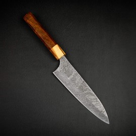 Forseti Steel Itamae 7" Santoku Damascus Steel Chef Knife | Japanese Style Handle Made from Olive Wood and Rosewood | Handmade