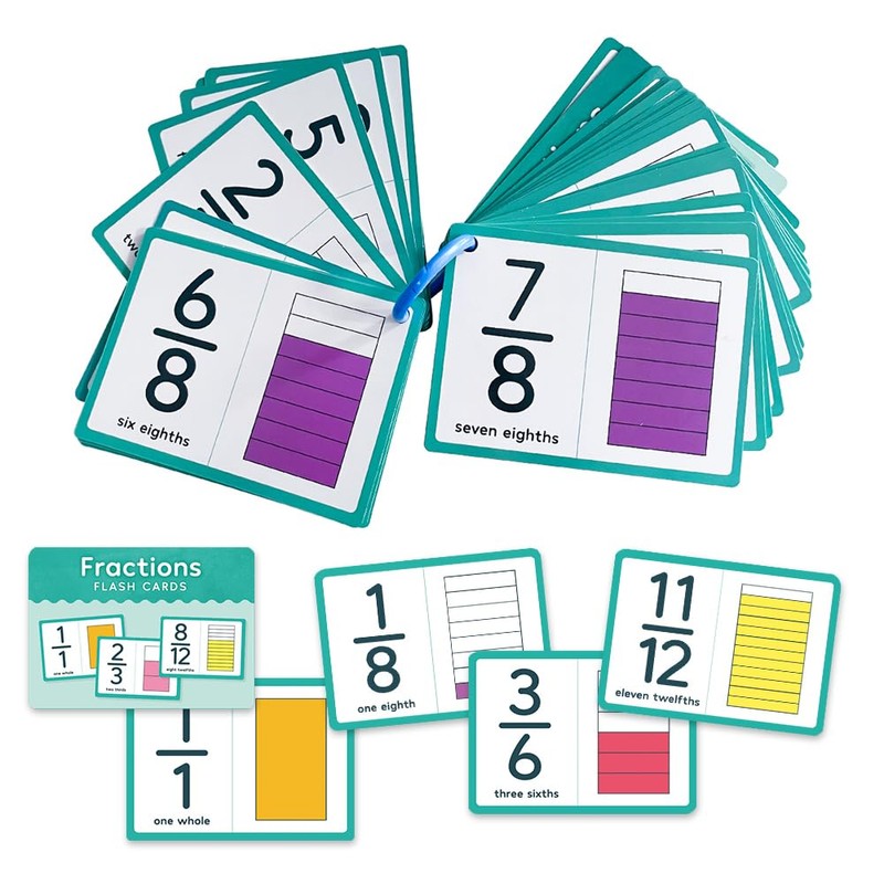 Lachilly Fraction Number Flash Cards - Graphically Illustrated Simplification Math