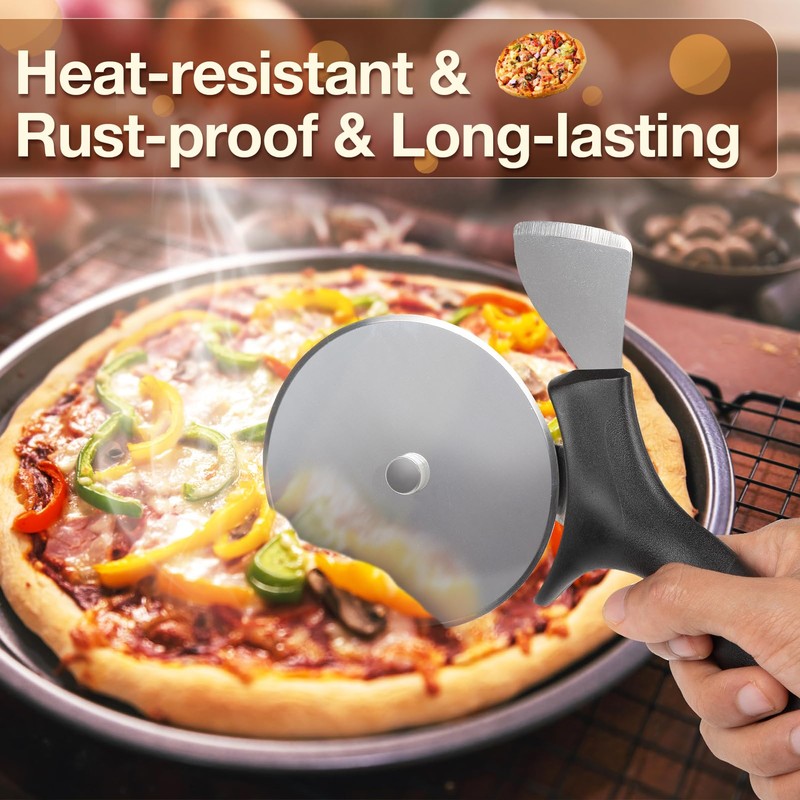 Professional Pizza Cutter & Crust Cutter 2 in 1, Steel