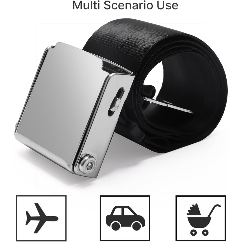 2-in-1 Airplane Seat Belt Extender, 7-31" Adjustable Length, Fits All