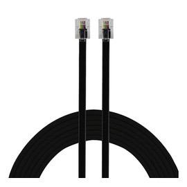 HUAZIZ Modular Cable Telephone Cable RJ11 Modular Cable Flat Cable (2 x RJ11 Connectors), Long and Flat, 5 m, Black