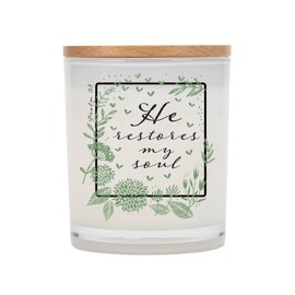 Elanze Designs Psalm 23 He Restores My Soul 11.5 Ounce Pure Soy Wax Jar Candle, White Tea Scent
