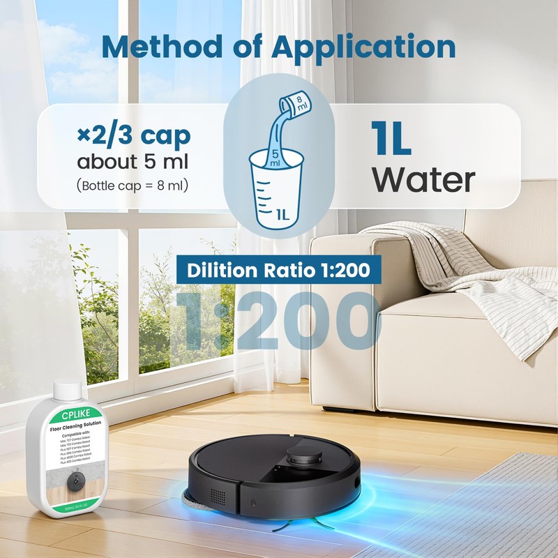 CPLIKE 2 Pack Floor Cleaning Solution Compatible with Roomba Plus