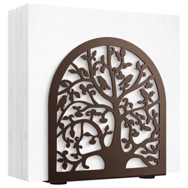 Housolution Napkin Holder, Tree & Bird Design Metal Napkin Holder for Kitchen and Table, Freestanding Modern Napkins Holder for Home & Picnic Party, Bronze