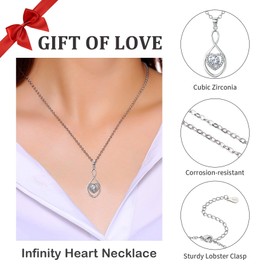 Vanjewnol Bonus Mum Gifts Auntie Gifts Stepmum Gifts Mother of The Groom Gifts Mother of The Bride Gifts Mother in Law Gifts Infinity Heart Silver Necklace for Women N01K