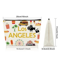 Sazuwu Los Angeles Themed Makeup Bag Fun Travel Gifts for Beach Vacation Los Angeles Lovers Cosmetic Bag Girls Trip Gifts for Women Birthday Christmas Bachelorette Party Friendship Present