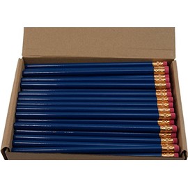 High Quality Round Pencils (Full Size Round Pencil with #2 Lead Available in a Variety of Colors) (Tested Non Toxic) (Latex Free Eraser) (Bulk Box of 144) (Classroom Pencils) (Royal Blue)