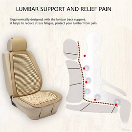 Blueshyhall Cooling Wooden Beaded Car Seat Cover Comfortable Massage Support Cushion for SUV Auto Office Home Seat Chair - Beige 2 Pcs