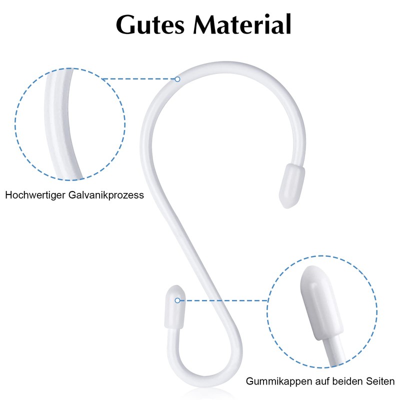 JatilEr Pack of 12 S Hooks, White, 8 cm S