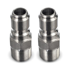 Pressure Washer Quick Connect Fittings by ESSENTIAL WASHER, Stainless Steel 3/8 Inch Male NPT Pressure Washer Plug - Set of 2, Works with Most Stainless Steel or Brass Pressure Washer Couplers