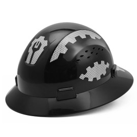 Full Brim Hard Hat Vented LOHASPRO ANSI Z89.1 Black Hard Hat cascos de construccion 4 pt Hard Hats Construction OSHA Approved Type I Class C Hardhats Men(Black,1-Pack)