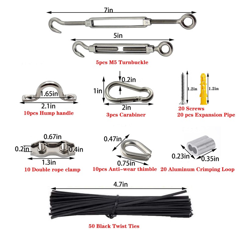BRISBONN M5 304 Stainless Steel Turnbuckle Tension Wire Kit -