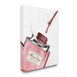 Stupell Industries Makeup Nail Polish Brush Pink Silver Drip Fashion, Design by Artist Ziwei Li Wall Art, 16 x 20, Canvas