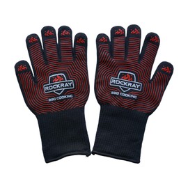 Heat Resistant BBQ Gloves, Grilling Gloves Silicone Non-Slip Oven Mitts,Kitchen Gloves for BBQ, Grilling, Cooking Universal Size,13 in Length,Black and Red,0.4 in Thick