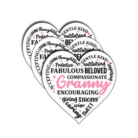 (3Pcs) Granny Heart Sticker Funny Family Mother Day, Pretty Mom Mama Decal, Celebrate Your Mom Gigi Love, Gifts for Grandma Decoration Book Laptop Phone Waterproof Vinyl Water Bottle Gifts 3x2.8 Inch