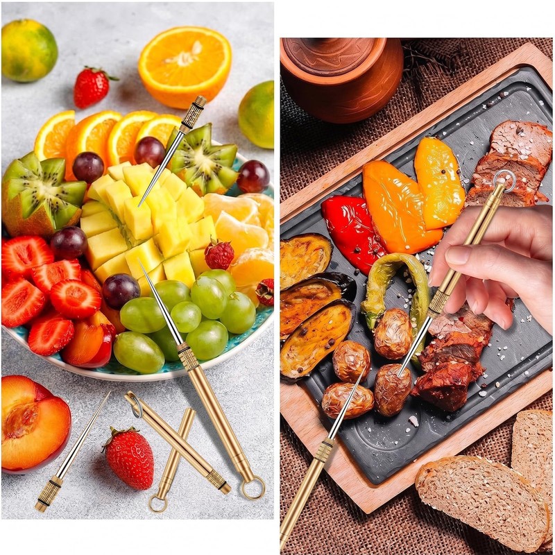 2 Pcs Titanium Alloy Reusable Toothpick, Metal Toothpick for Camping
