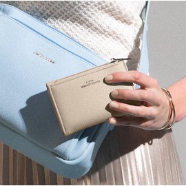 David Jones - Women's Faux Leather Purse - Card Holder Small Wallet PU Leather - Banknotes and Coins Pocket, Brown Taupe, One Size