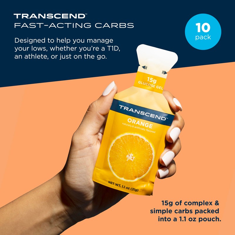 Transcend Foods Orange Gel (1.1 oz, Pack of 10) Fast-Acting