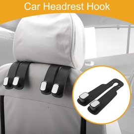 Partuto 2 Pcs Universal Car Seat Headrest Hook for Most Cars, SUVs, and Trucks Car Seat Back Organizer Hooks Sturdy Black Blue 6.30"x3.15"