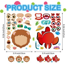 36 Pieces Make-a-face Stickers Pack, Mixed & Matched with 12 Designed(3 of Each) Stickers, Make Your Own Stickers Farm and Animals for Kids Teen Party Decoration, Reward, Decor