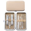 No Brand 8-Piece Set PU khaki Manicure Tool Set Stainless