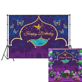 LB 7x5ft Princess Birthday Backdrop for Kids Photography Moroccan Arabian Nights Backdrops Vinyl Photography Backdrop Baby Shower Party Decoration Banner Photo Booth Studio Props