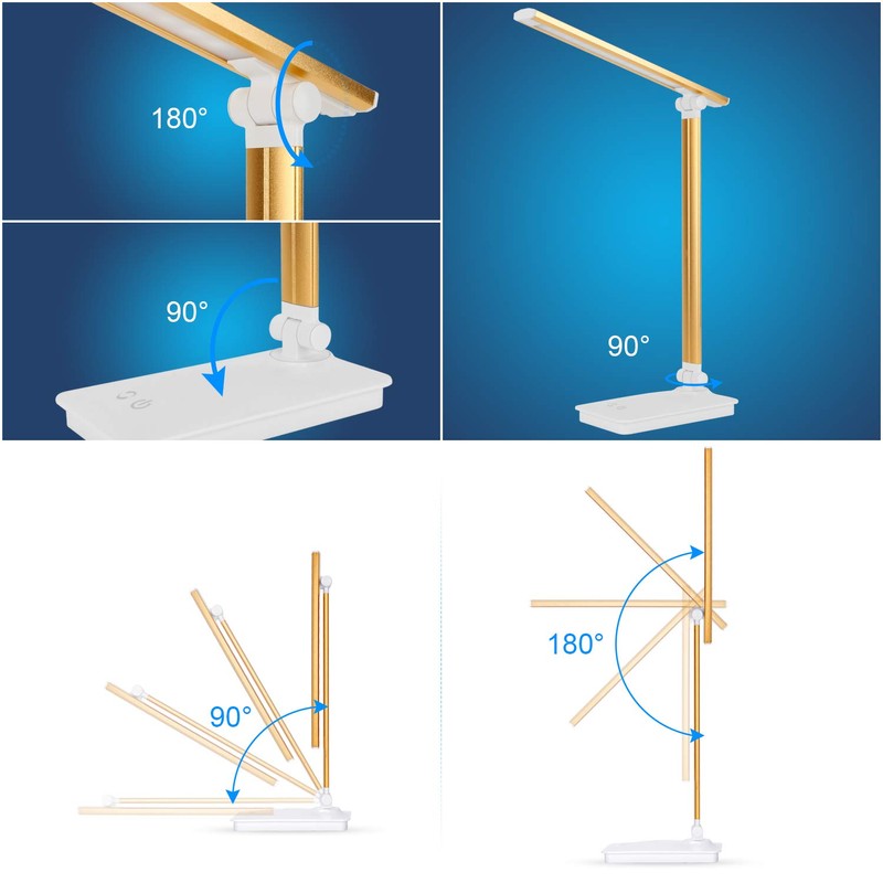 LED Desk Lamp with USB Charging Port Dimmable Eye Caring