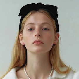 Dainty Black Velvet Knot Bow Turban Wide Headbands Yoga Thick Headbands Wide Hairbands Headband Headwrap Hair Band Fashion Hair Accessories for Women