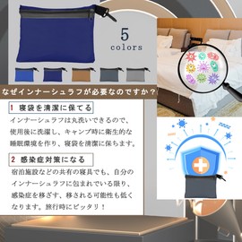 CYCLETRACK Inner Sleeping Bag, Inner Sheets, Disaster Preparedness Supplies, Camping, Outdoors, Compact Storage, Lightweight, Travel, Earthquake Disaster Prevention, Sleeping in Car, Washable (Navy