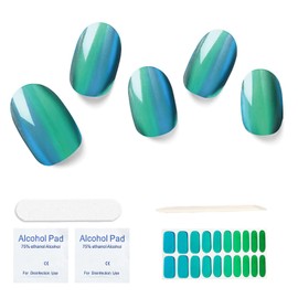 Nelikoo Semi Cured Gel Nail Strips, 20 pcs Gel Nail Stikers, Gel Nail Wraps Semi Cured, Salon-Quality, 2 Weeks Long Lasting