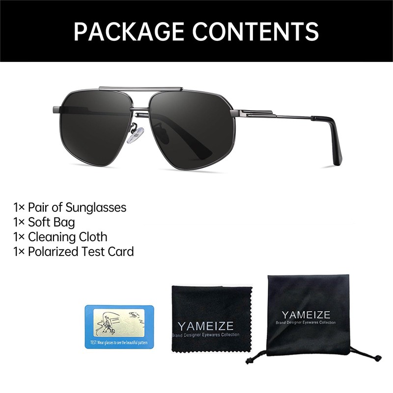 YAMEIZE Polarised Sunglasses Aviator Vintage Round Classic Metal Frame Unisex