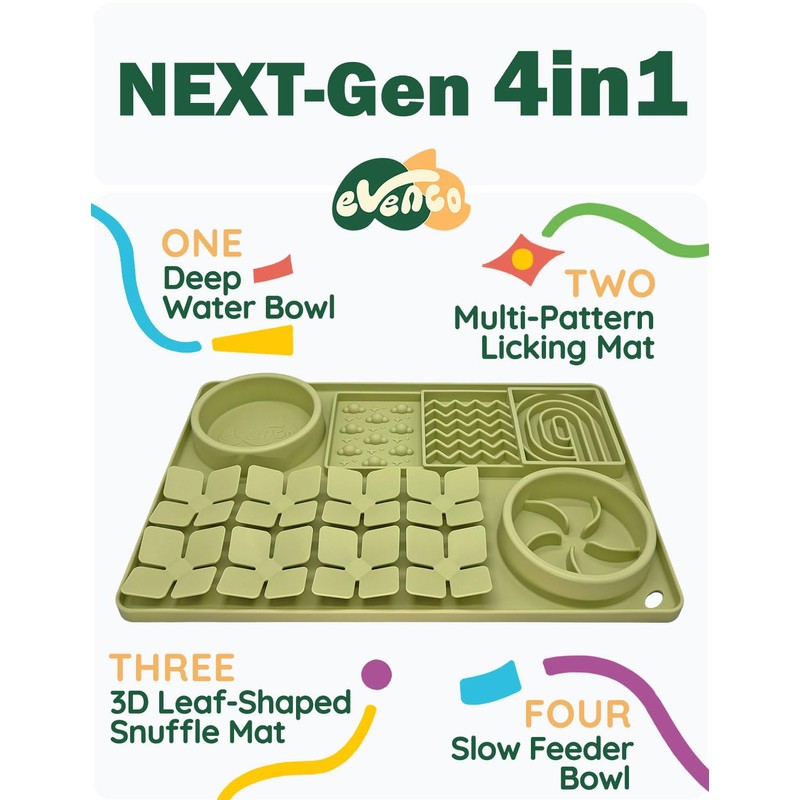 Evenco Slow Feeder Bowl for Dogs and Cats, Silicone Lick