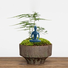 Yoga Pose Statue Zen Decor Figurine Ceramic Blue Yoga Figure Sculpture for Home Desk Decor, 2.1 inch x 3.3 inch, 1 PCS