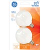 GE Lighting 44414 40 Watt White Vanity Globe Light Bulbs 2 Count