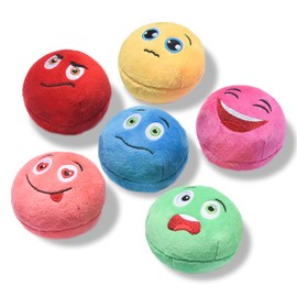 SCHITEC Juguetes chirriantes para perros y gatos, [6 unidades] Pelotas de peluche suaves con chirriadores, juego interactivo de búsqueda para cachorro