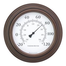 8" Decorative Indoor/Outdoor Patio Wall Thermometer (Bronze)