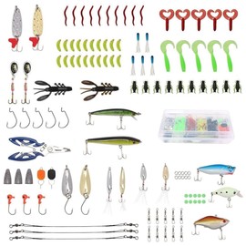 Fishing Lures Kit Set 88pcs/120pcs,Baits Tackle Including Spinners,VIB,Hooks,Swivels,Jigs,Worms,Tackle Box and More Fishing Gear Lures (120pcs)