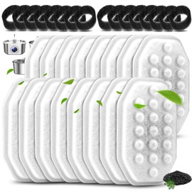 8 Pack Replacement Filters & 8 Pack Pre-Filter Sponges Set for 3.2L/108oz Pet Cat Water Fountain, Pet Fountain Filter Replacement (16 Filters & 16 Sponges)